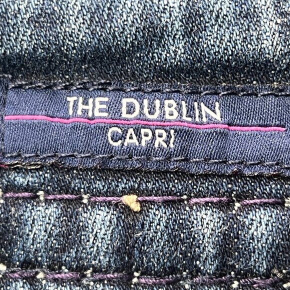 Vigoss Dublin Capri Jeans Womens 9/10 Blue Stretch Denim Heavy Stitching - Picture 4 of 10